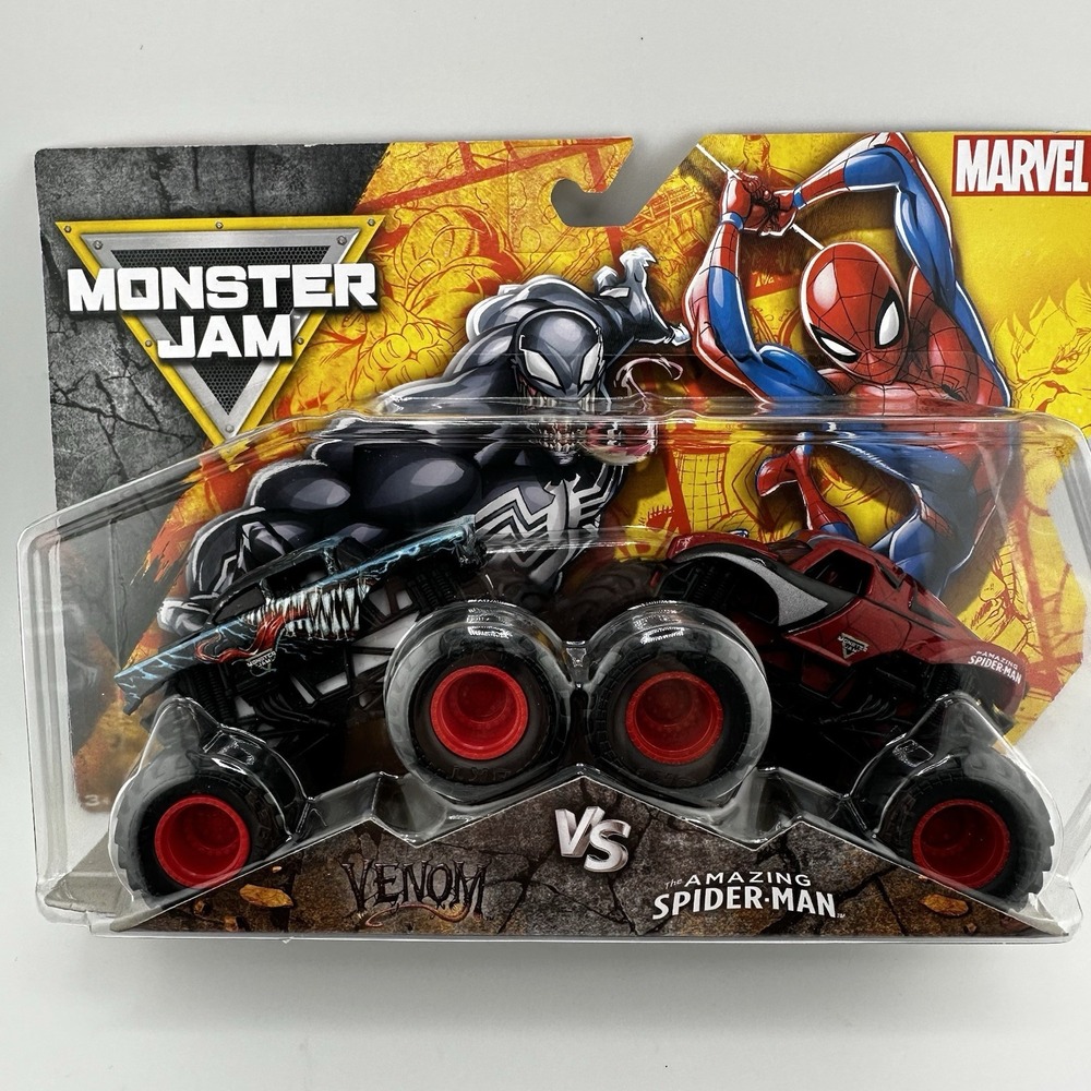 Venom Spider-Man Monster Jam Diecast Truck Marvel Series 1 1:64 Multi 2pk New